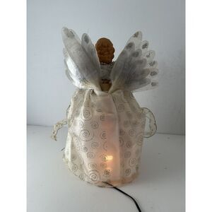 Led Fiber optic Vtg Animated Angel 10 Inches Gold‎ And Silver